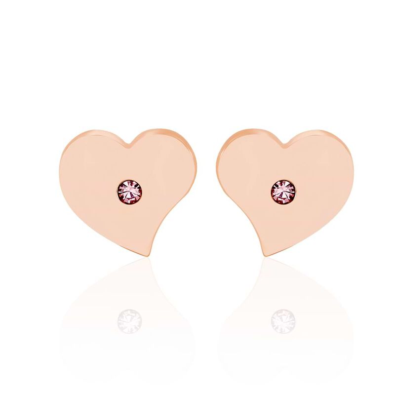 Orecchini a lobo Cuore in acciaio bicolore e strass - Spannringe Damen | OROVIVO