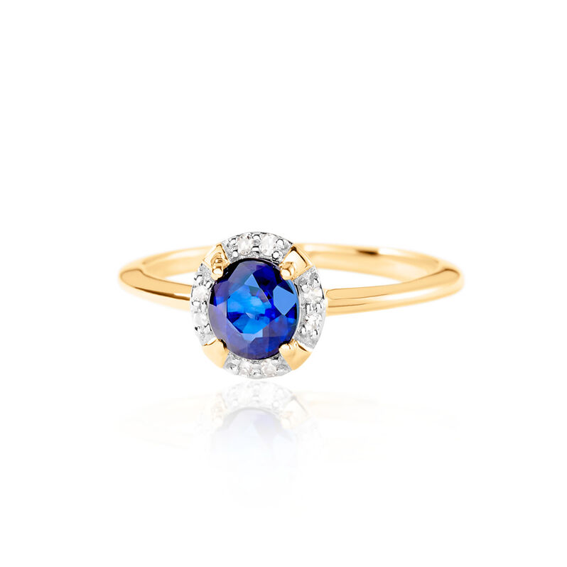 ODARIKE Damen Ring Gold 585 (14 Karat) Saphir Blau 0,6 ct Kreis - Solitärringe Damen | OROVIVO