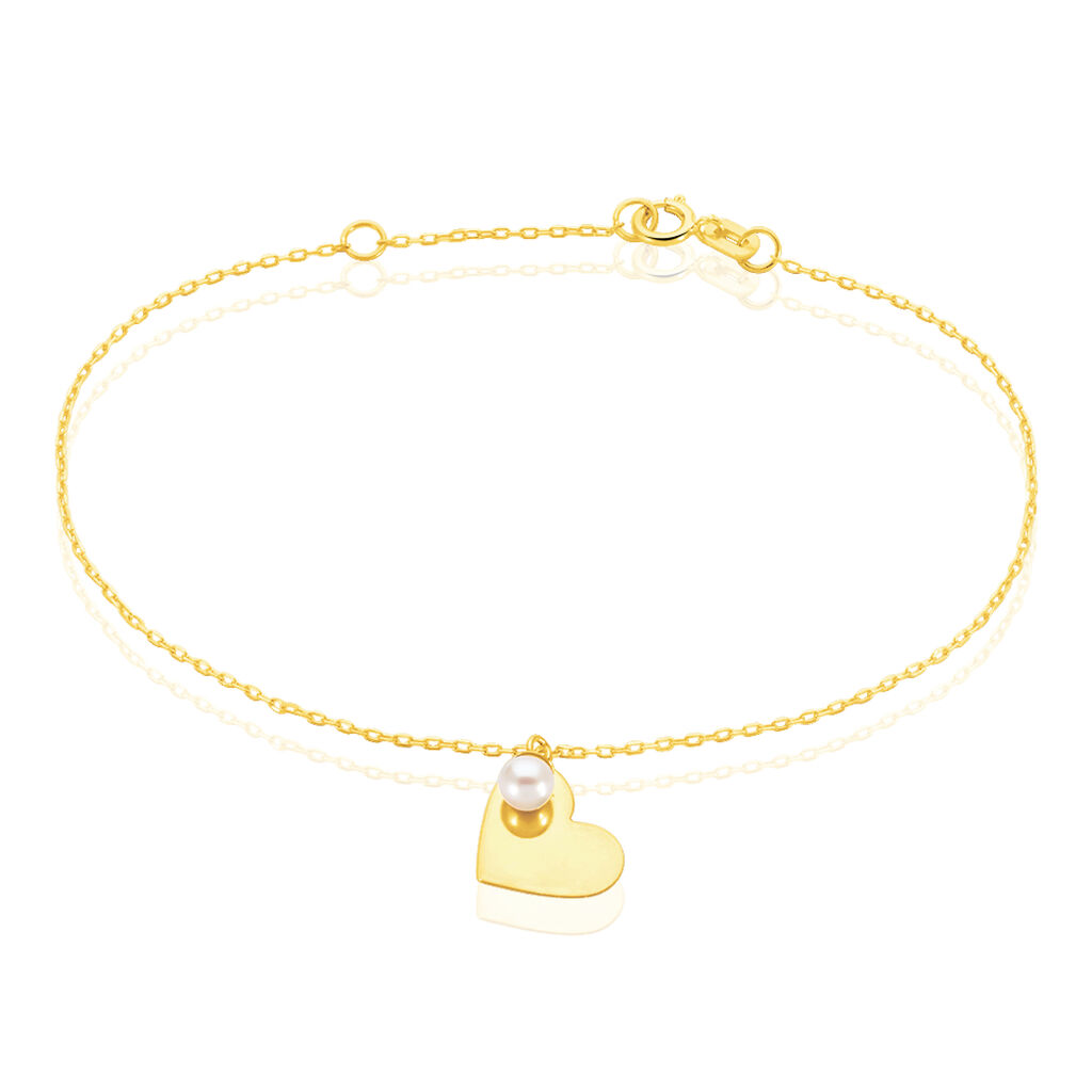 LIKE Damen Armband Gold 375 (9 Karat) Zuchtperle Perlmutt Herz