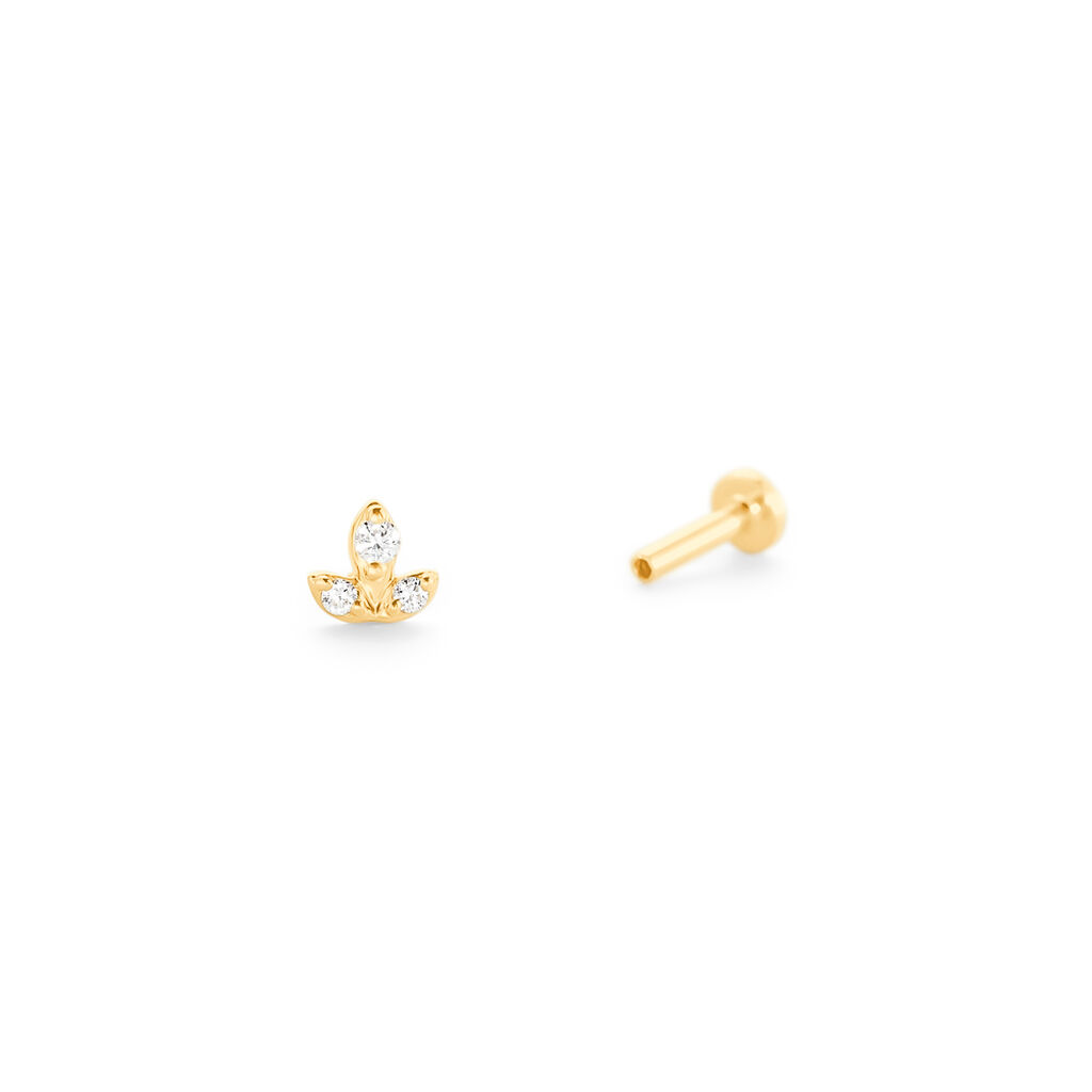ORAYA Damen Piercing Gold 375 (9 Karat) Synthetischer Diamant Weiß 0,01 ct - Schmuck mit Stein Damen | OROVIVO