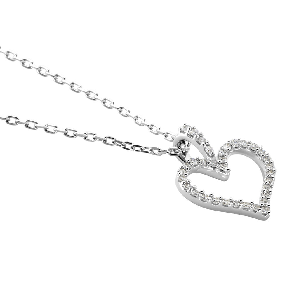 Damen Collier Weißgold 375 Diamant 0,06ct Herz Herz Glamour 45cm - Halsketten Damen | OROVIVO