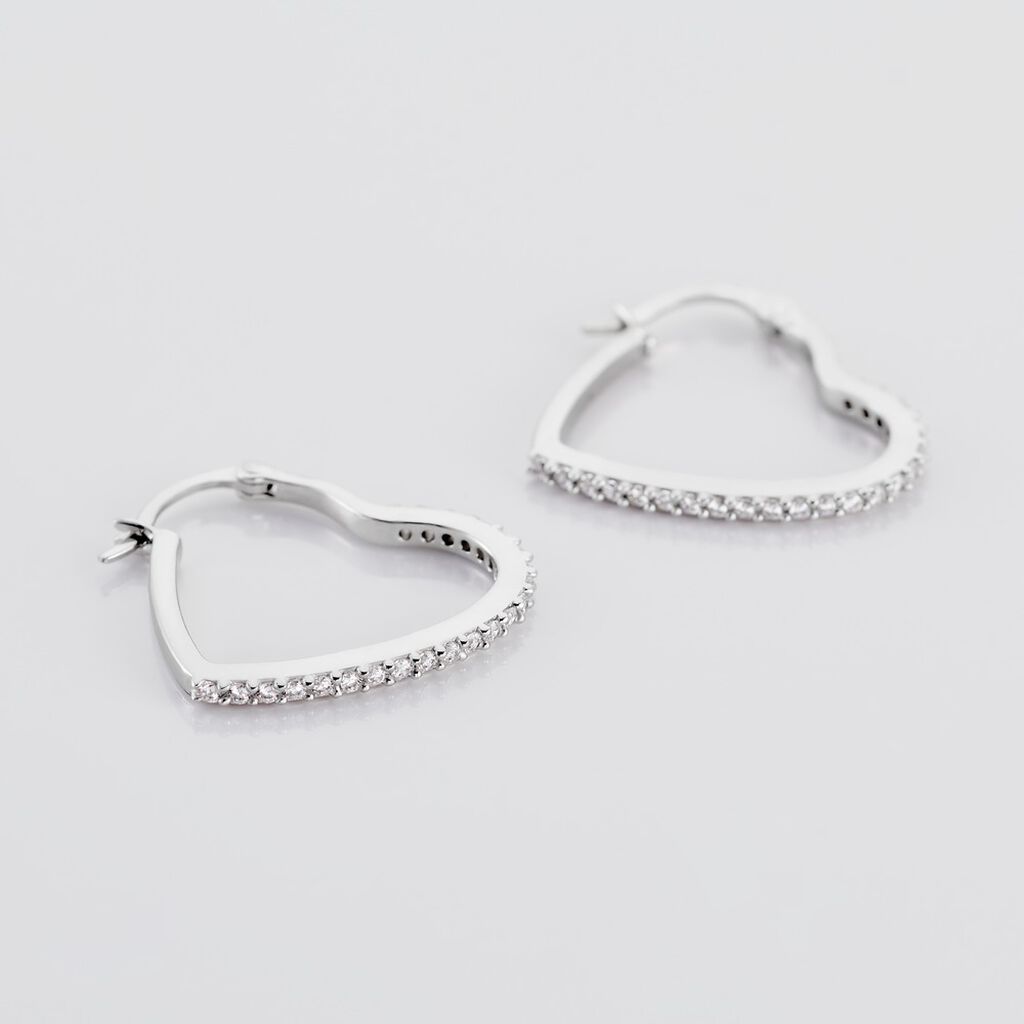 LEANNA Damen Creolen Silber 925 Zirkonia Wei&szlig; 0,75 ct Herz