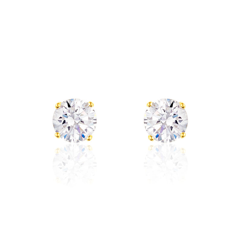 Damen Ohrstecker Gold 375 Zirkonia Kreis Krappe 4  - Ohrstecker Damen | OROVIVO