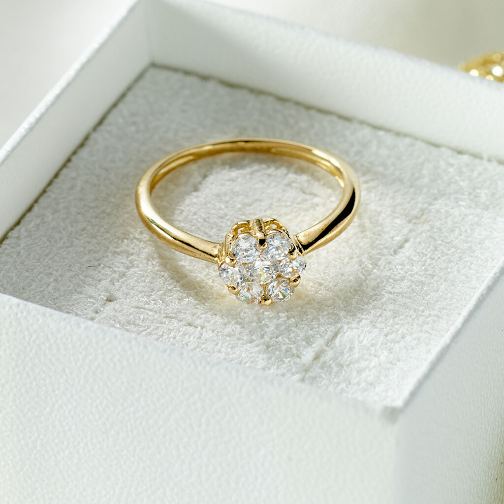 Damenring Gold 375 Zirkonia Blume Timea - Hochzeitsringe Damen | OROVIVO