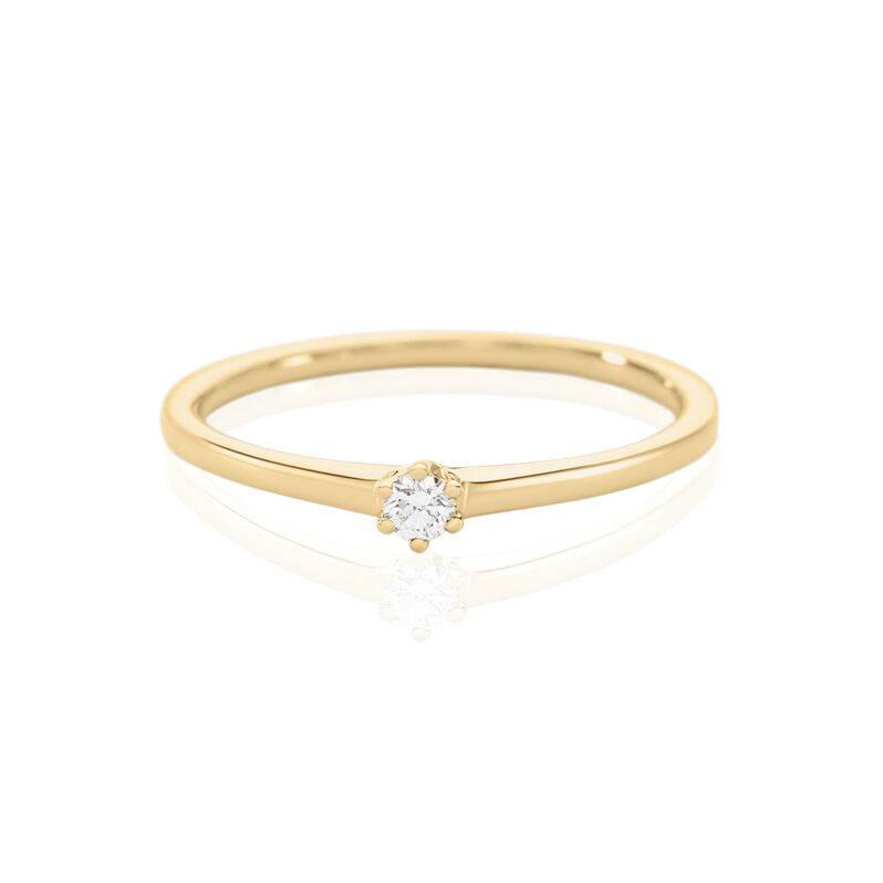MONOPOLI Damen Ring Gold 585 (14 Karat) Diamant Wei&szlig; 0,060 ct - Verlobungsringe Damen | OROVIVO