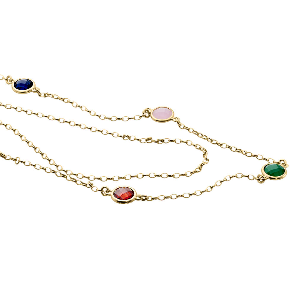 Damen Collier Silber vergoldet 925 Zirkonia Multicolour Tatiana 1,50mm - Halsketten Damen | OROVIVO