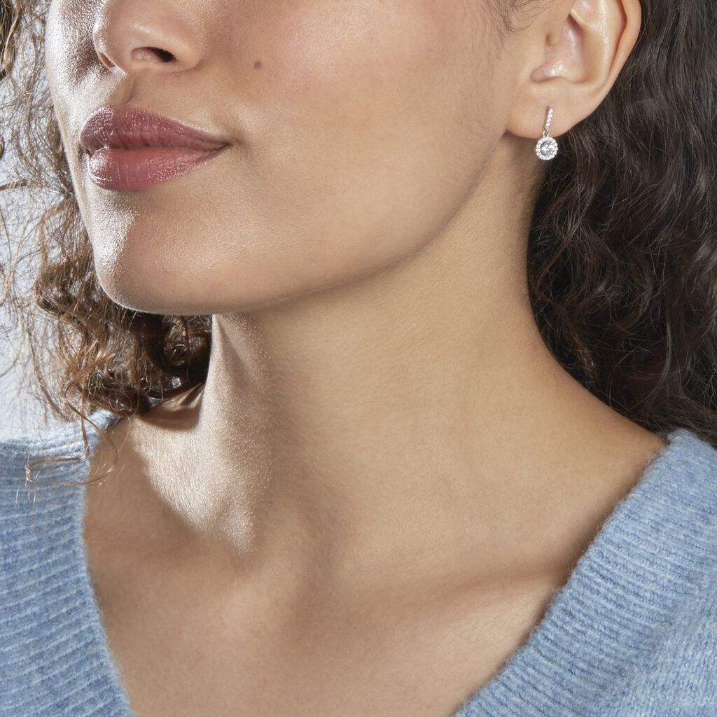 Boucles D'oreilles Argent Rhodie Karolanne Pendantes Forme Ronde - Spannringe Damen | OROVIVO