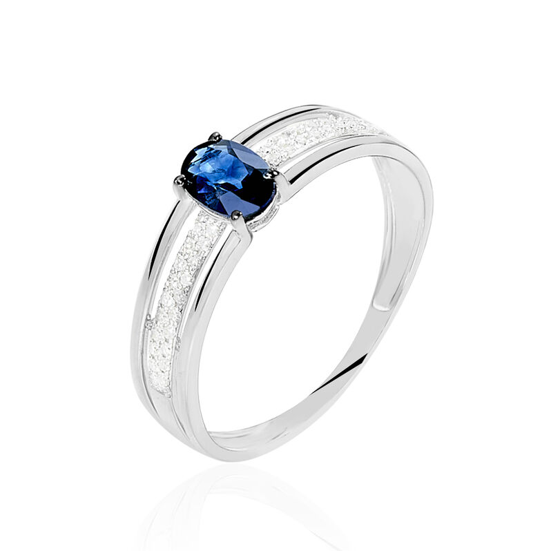 Bague Enea Or Blanc Saphir Et Diamant - Spannringe Damen | OROVIVO