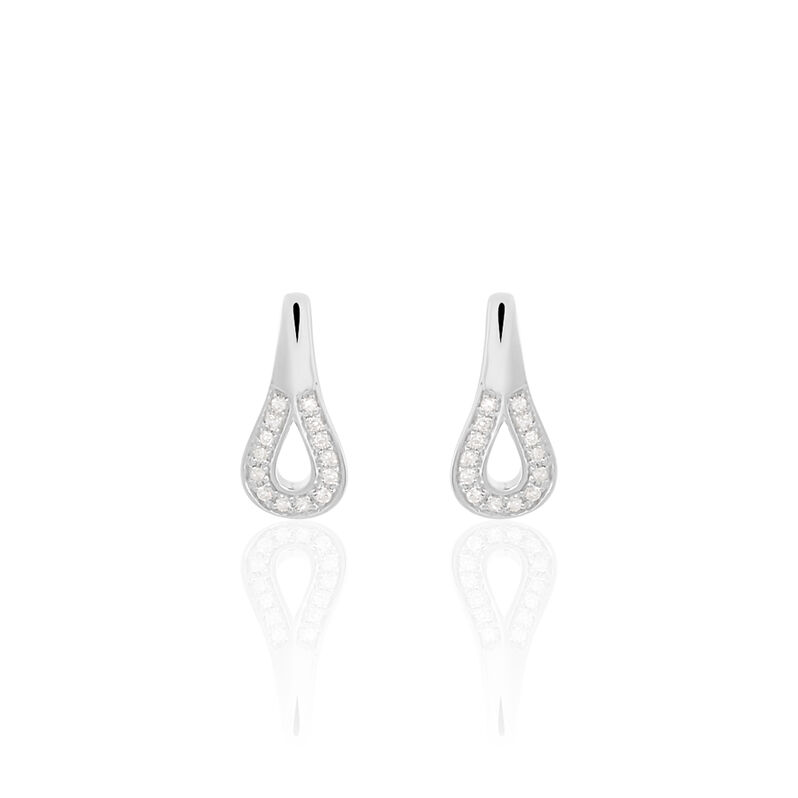 Damen Ohrringe Lang Weißgold 375 Diamant 0,07ct Tropfen Tina 2  - Ohrringe mit Stein Damen | OROVIVO