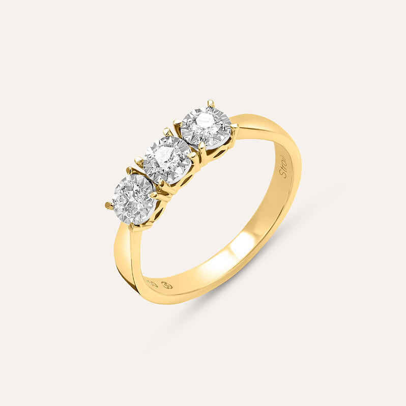 Anello Trilogy Diamotion Oro Giallo Diamante - Spannringe Damen | OROVIVO