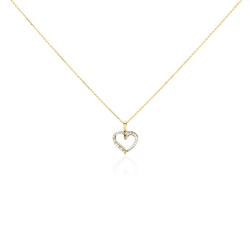 Herz Chic Damen Collier Gold 375 (9 Karat) Diamant Wei&szlig; 0,03 ct Herz - Halsketten Damen | OROVIVO