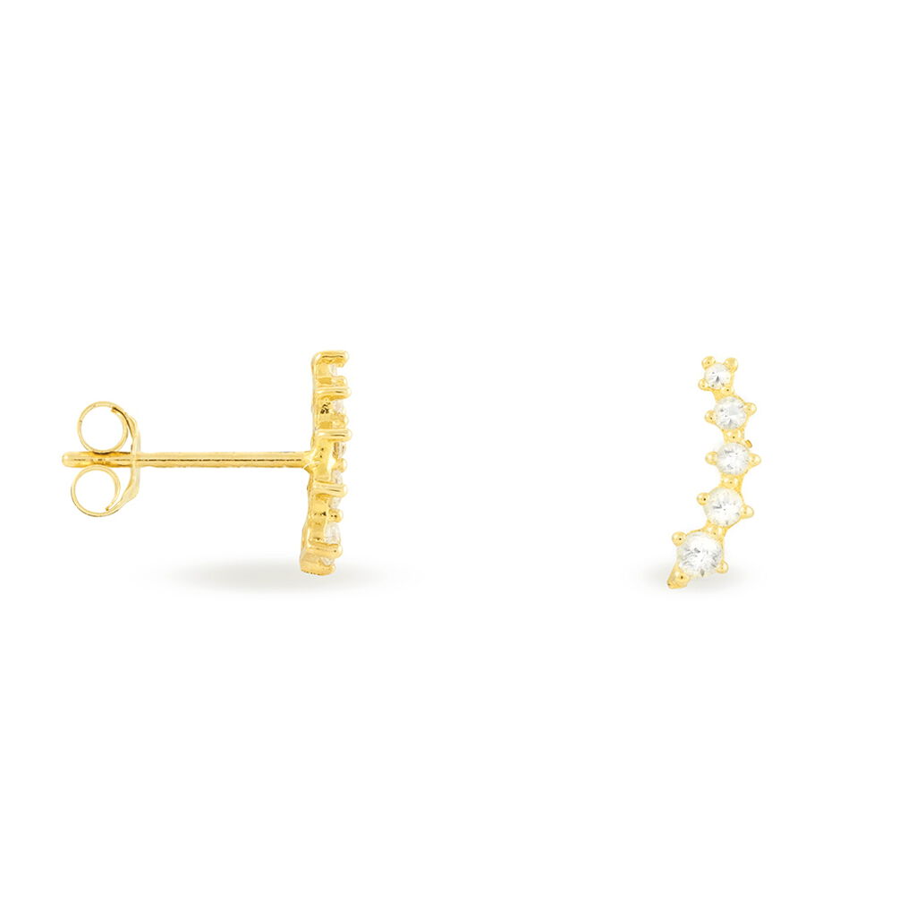 YOUSSA BARRETTES 2 Damen Ohrstecker Gold 375 (9 Karat) Zirkonia Weiß Barren - Ohrstecker Damen | OROVIVO