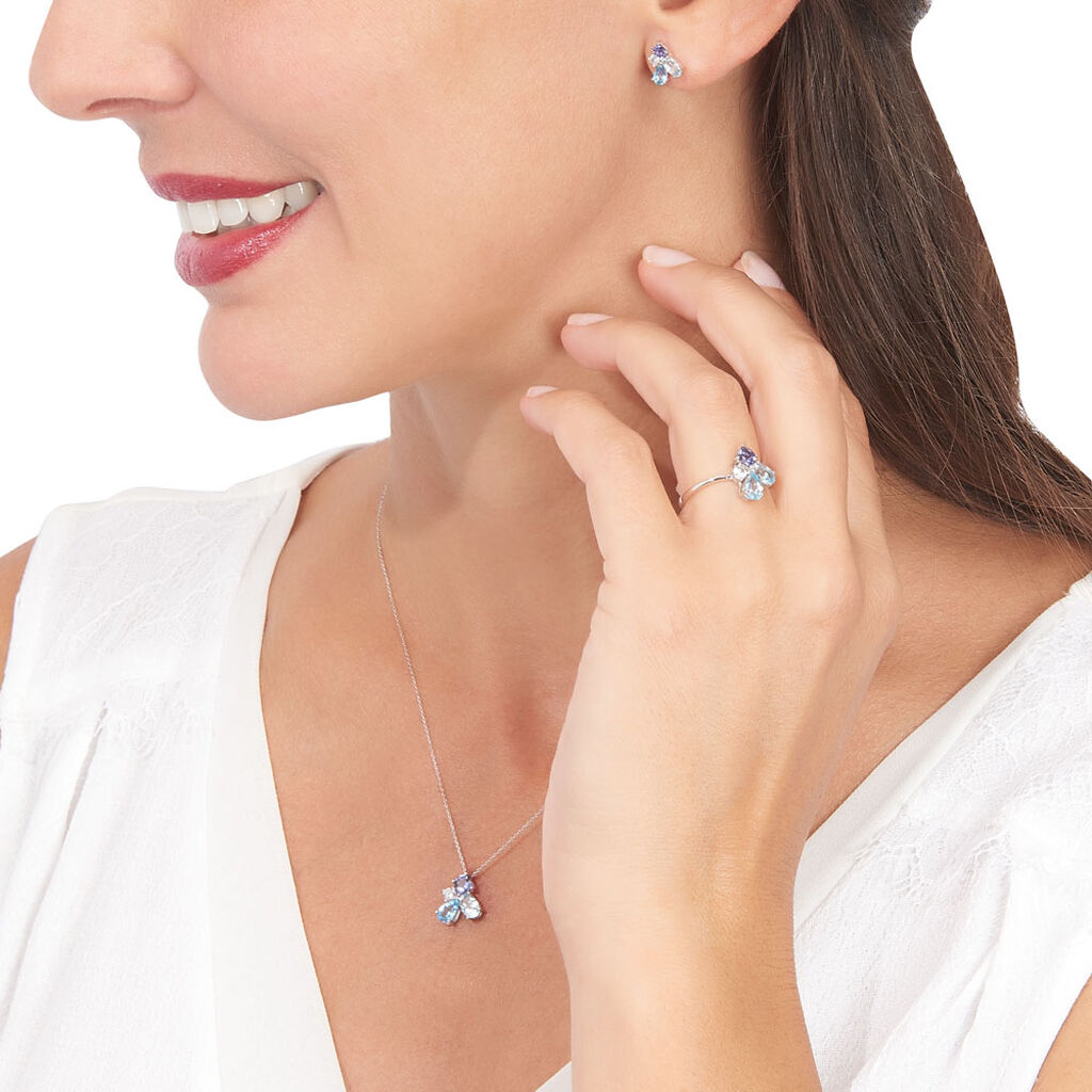 Collier Or Weiss Doryne Puces Topaze Iol - Spannringe Damen | OROVIVO