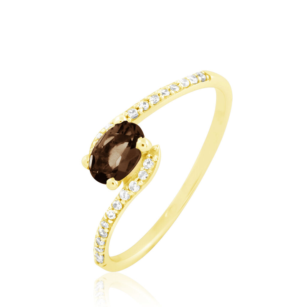 Bague Loriane Or Jaune Quartz Et Oxyde De Zirconium - Spannringe Damen | OROVIVO
