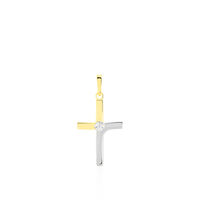 Kreuz Anhänger Gold 375 Bicolor Zirkonia