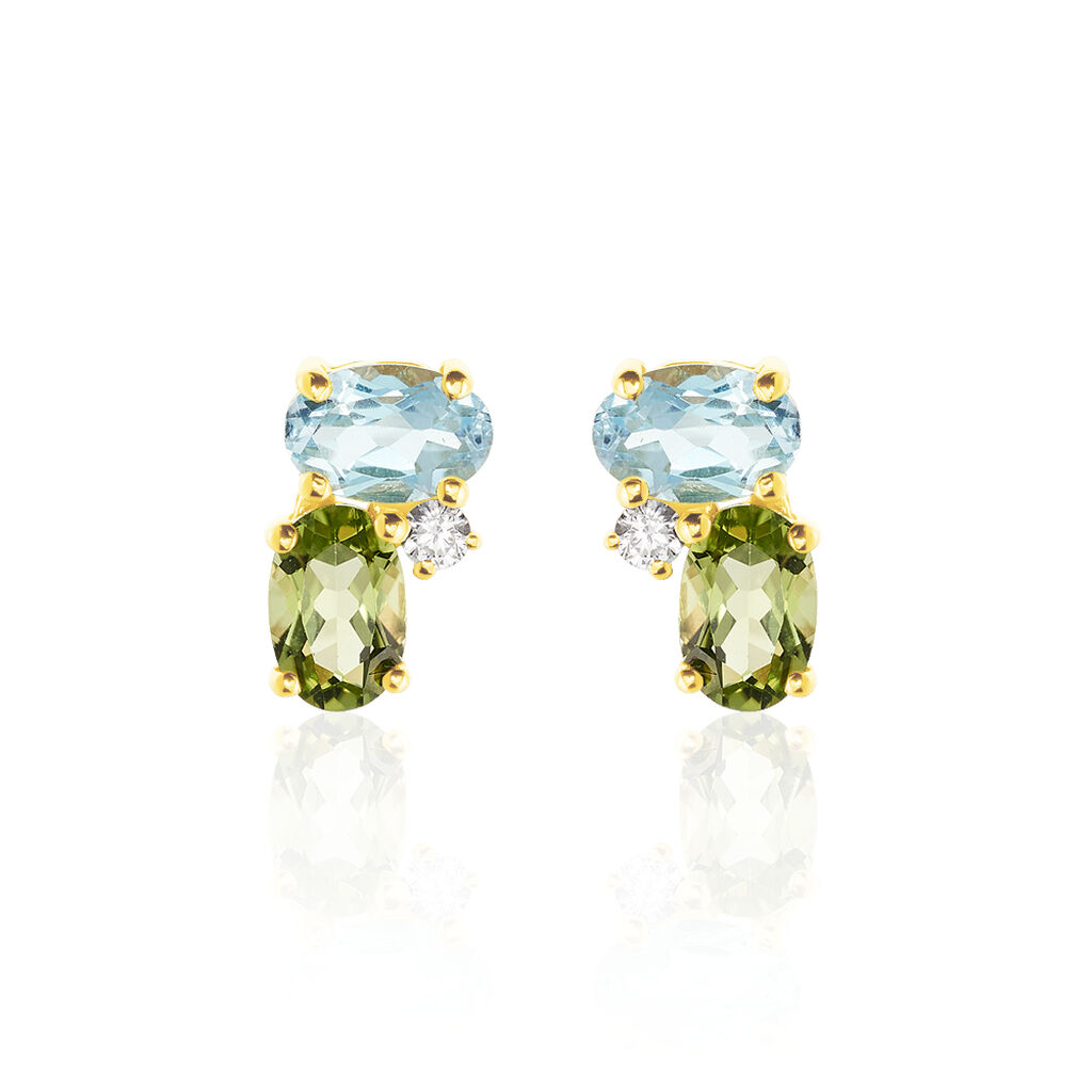 LAYLA 1 Damen Ohrstecker Gold 375 (9 Karat) Peridot Grün 2,13 ct Oval, Ohrstecker mit Stein