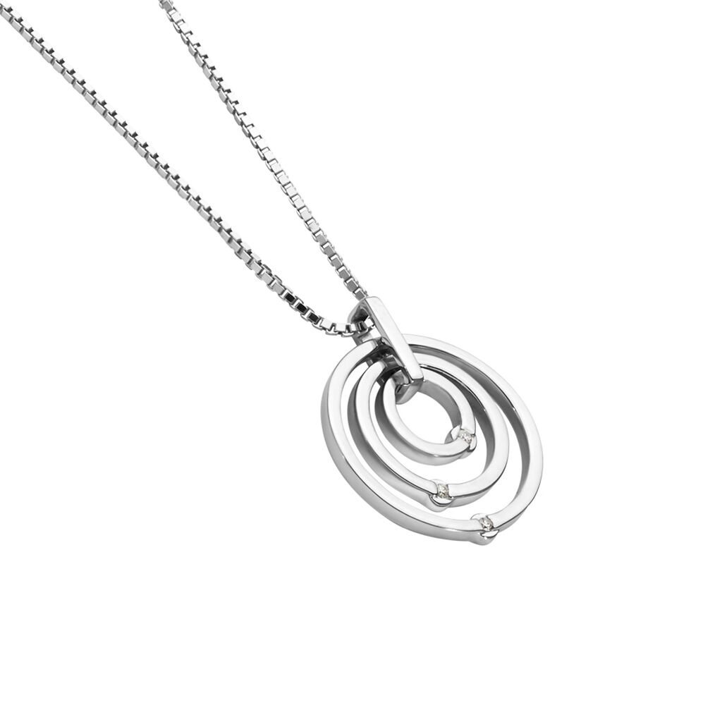 Damen Collier Silber 925 Diamant 0,02ct Kreis - Halsketten Damen | OROVIVO