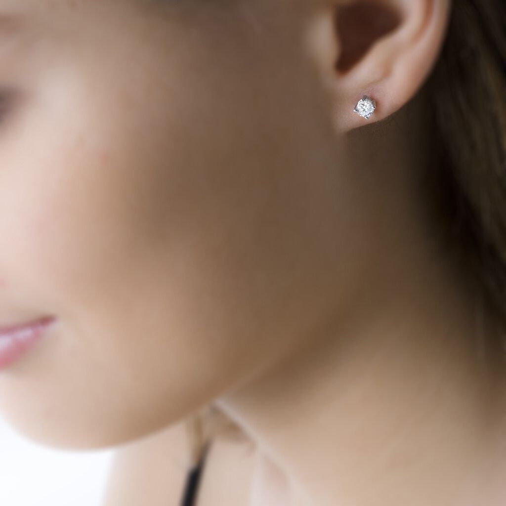 Boucles D'oreilles Puces Collection Victoria Or Blanc Diamant - Spannringe Damen | OROVIVO