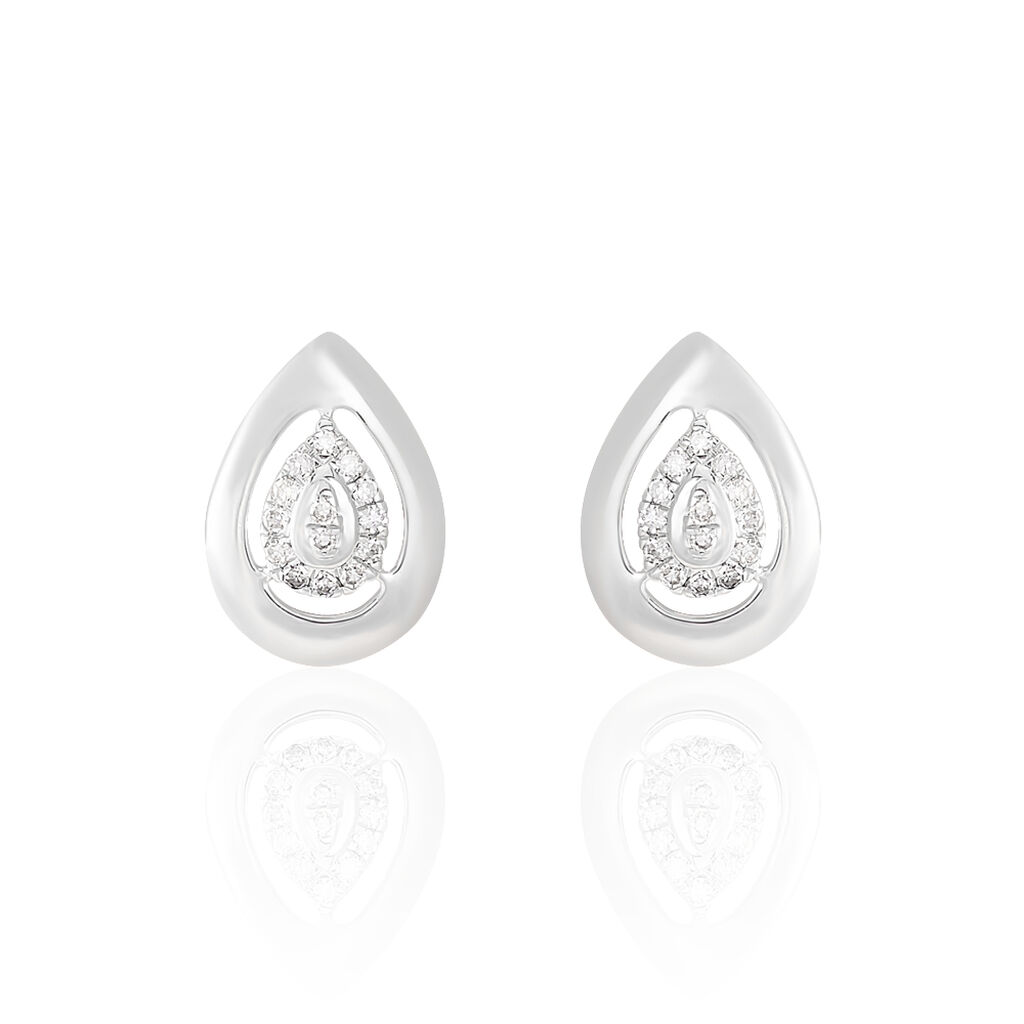 Boucles D'oreilles Puces Medina Or Blanc Diamant - Spannringe Damen | OROVIVO