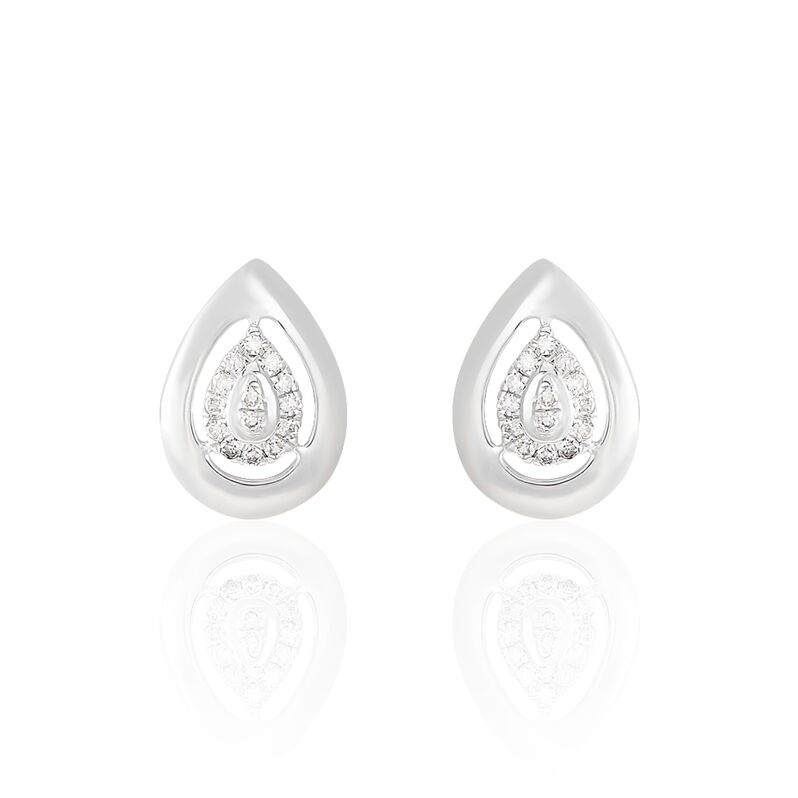 Boucles D'oreilles Puces Medina Or Blanc Diamant - Spannringe Damen | OROVIVO