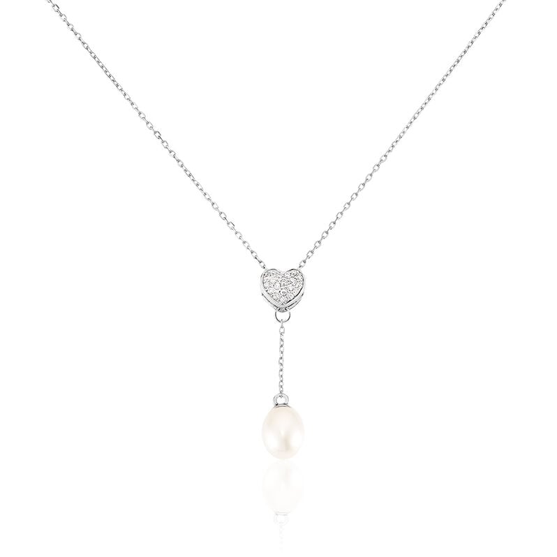 Collier Elvie Argent Blanc Perle De Culture Et Oxyde De Zirconium - Spannringe Damen | OROVIVO
