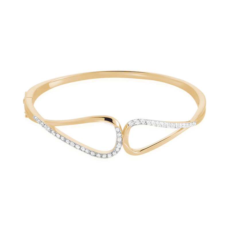 CORRI Damen Armreif / Armspange Vergoldet Zirkonia Wei&szlig; Tropfen B 50 mm - Armreifen Damen | OROVIVO