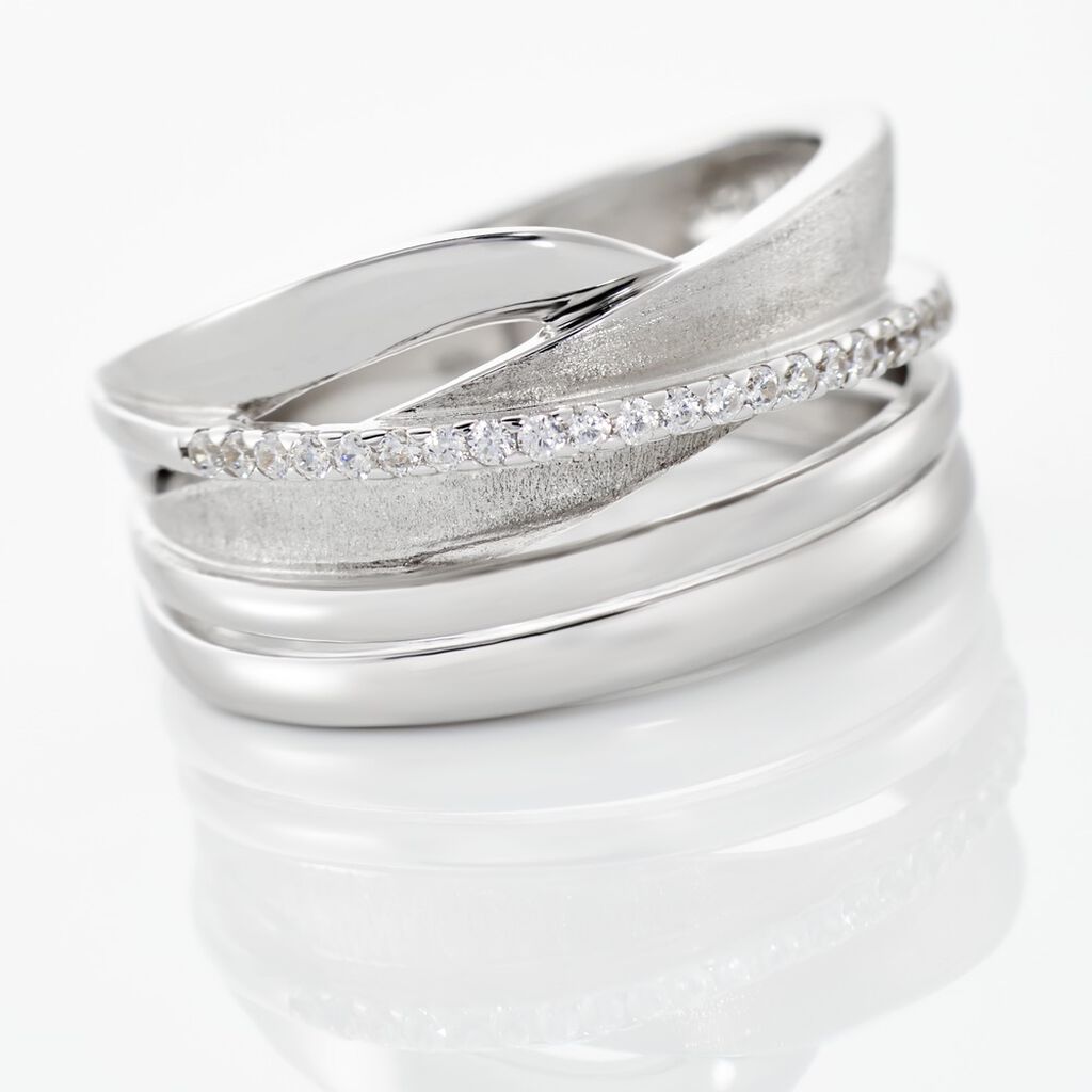 Damen Ring Silber 925 Zirkonia gekreuzt Breite 12mm Ira - Ringe mit Stein Damen | OROVIVO