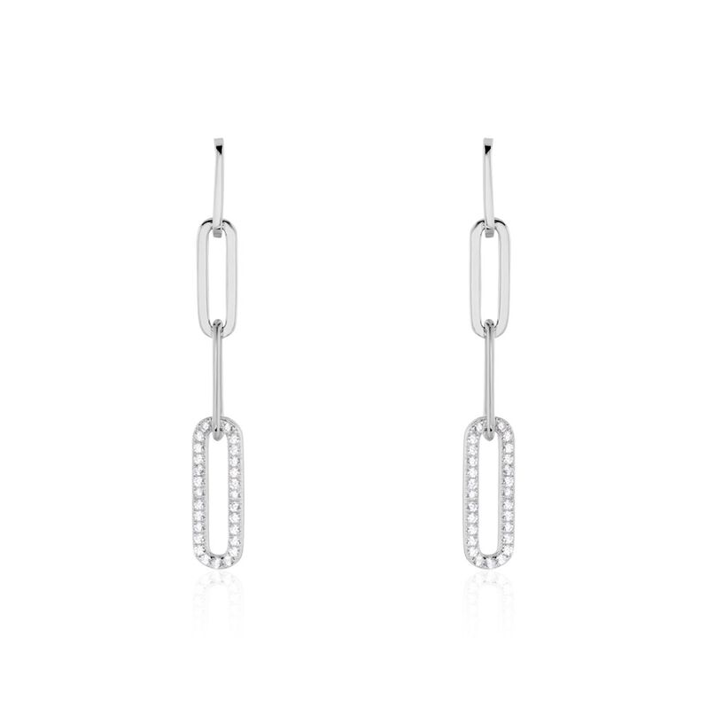 Boucles D'oreilles Pendantes Argent Rhodié Sebek Oxydes De Zirconium - Spannringe Damen | OROVIVO