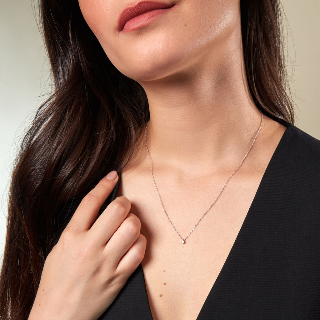 Damen Collier Weißgold 585 Rund Weiß Monopoli 4,5cm - Sommerschmuck Damen | OROVIVO