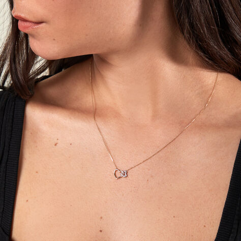 HERZ HO YOU & ME Damen Collier Gold 375 (9 Karat) Diamant Wei&szlig; 0,02 ct Herz B 0,7 mm - Halsketten Damen | OROVIVO