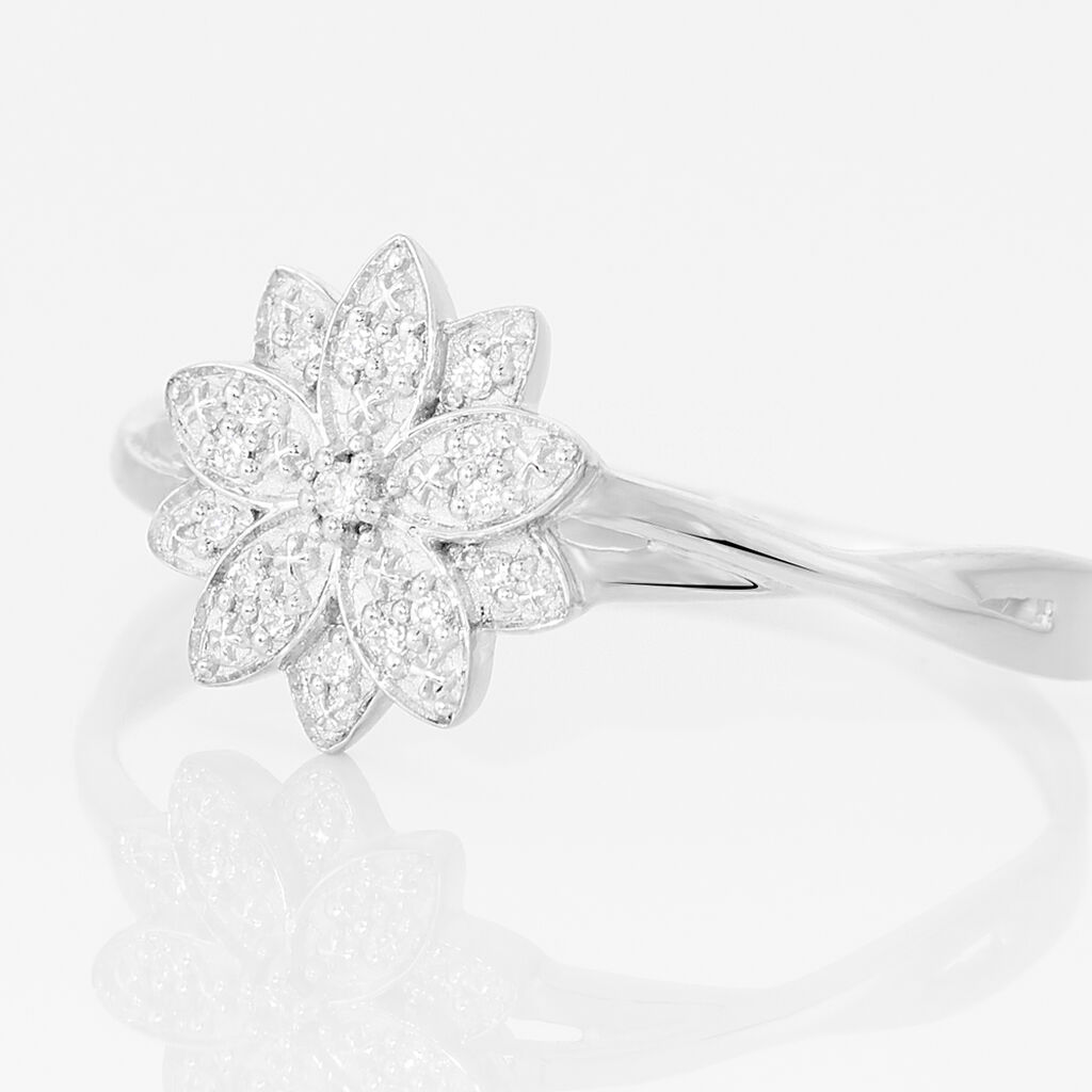 Bague Or Weiss Norria Forme Fleur Diaman - Spannringe Damen | OROVIVO