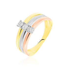 Damenring Gold 375 Tricolor Diamant 0,045ct - Ringe mit Edelsteinen Damen | OROVIVO