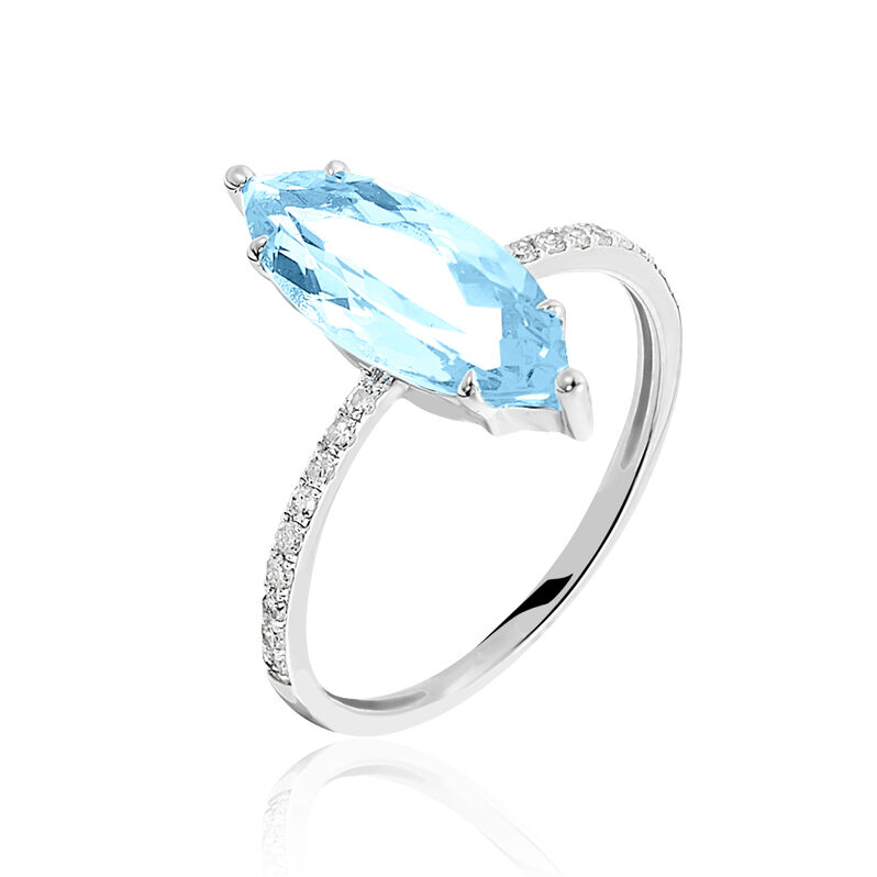 Bague Thea Or Blanc Topaze Diamants - Spannringe Damen | OROVIVO