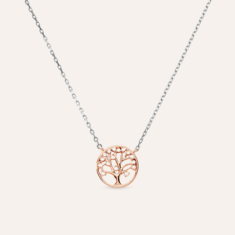 Collana Silver Moments Argento Bicolore Bianco / Rosa Cubic Zirconia - Spannringe Damen | OROVIVO