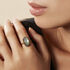 LORA Damen Ring Silber vergoldet 925 Labradorit Grau 6,75 ct