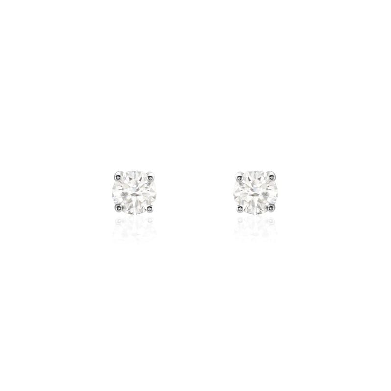 Boucles D'oreilles Puces Or Weiss  Diamants Synthétique - Spannringe Damen | OROVIVO