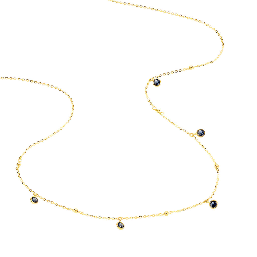 TALILA 1 Damen Collier Gold 375 (9 Karat) Zirkonia Blau 0,16 ct Kreis