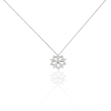 Damen Halskette Weißgold 375 Zirkonia Schneeflocke - Halsketten Damen | OROVIVO