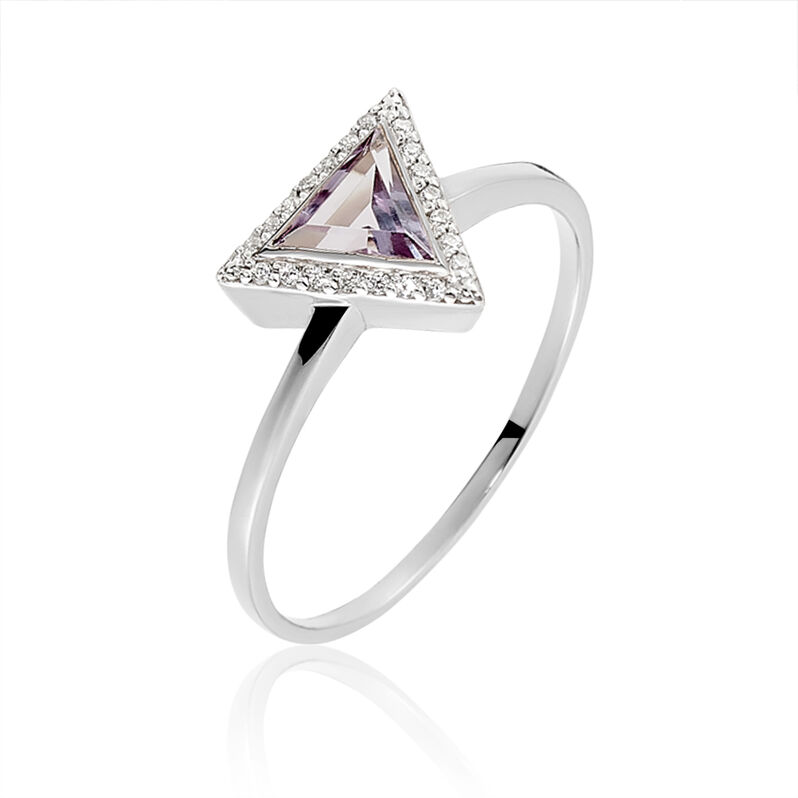 Bague Or Blanc Amethyste Et Diamant - Spannringe Damen | OROVIVO