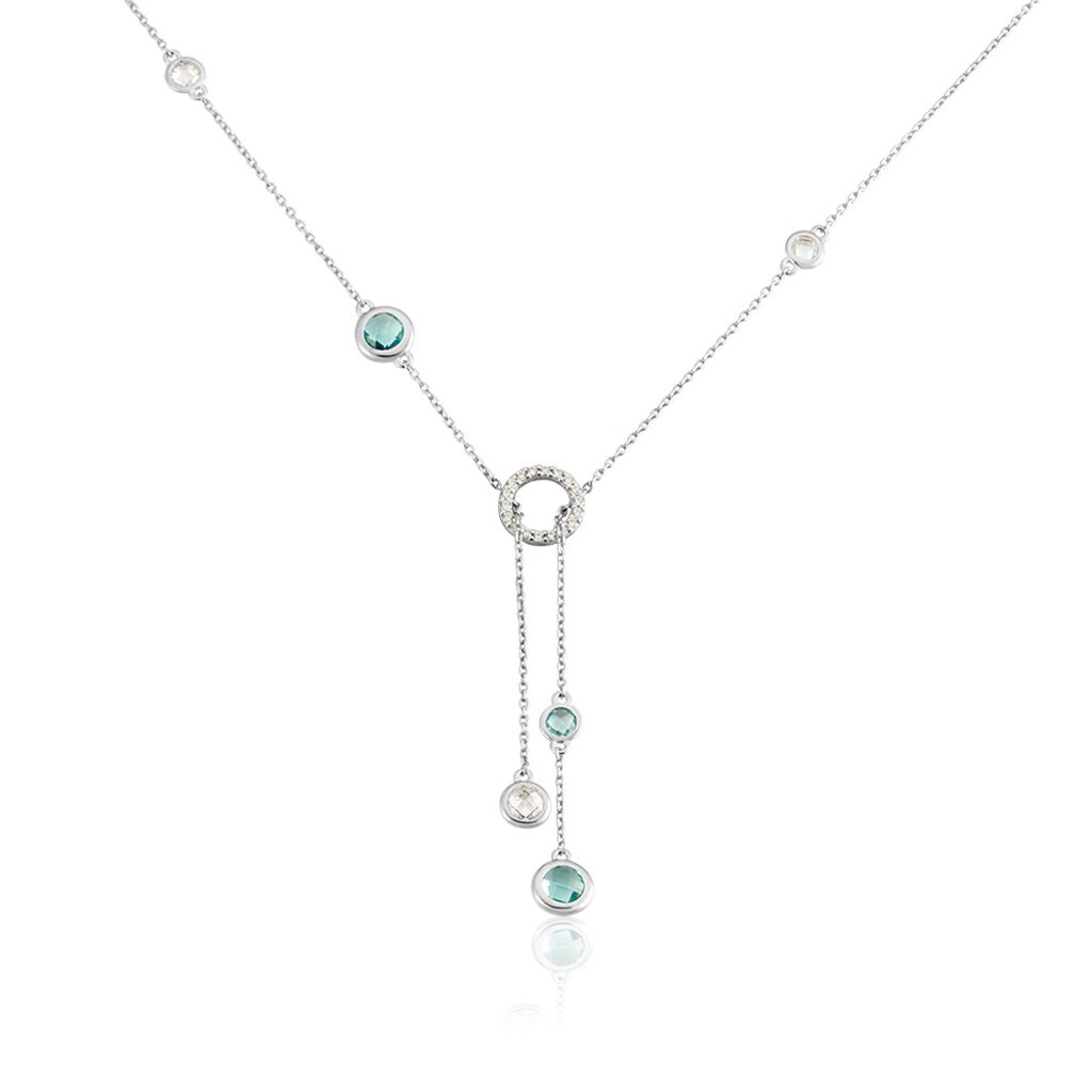 SINAYA Damen Collier Silber Silber 925 Glas Blau 0,27 ct Kreis, Collier mit Stein