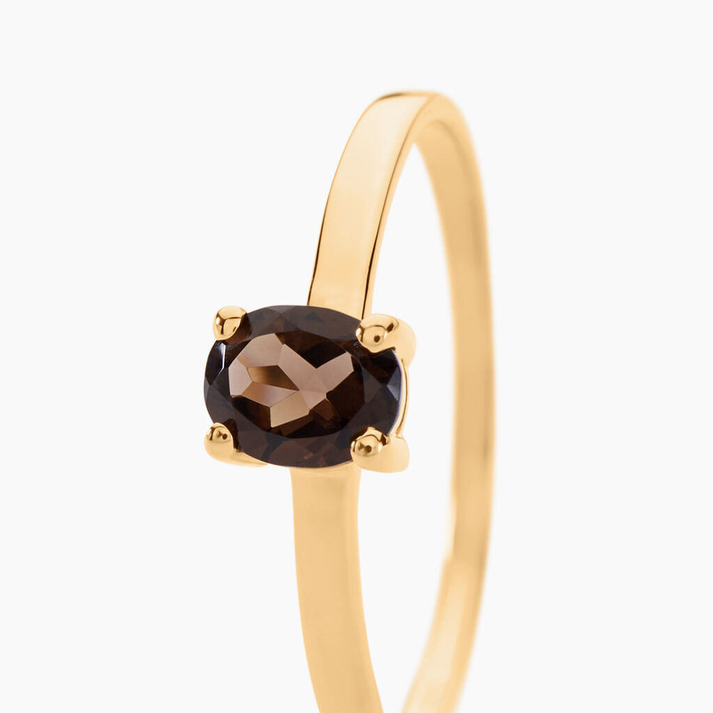 Bague Or Jaune Lily Quartz Fume - Spannringe Damen | OROVIVO