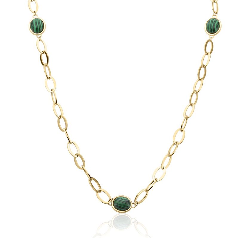 Collier Julyan Acier Doré Malachite - Spannringe Damen | OROVIVO