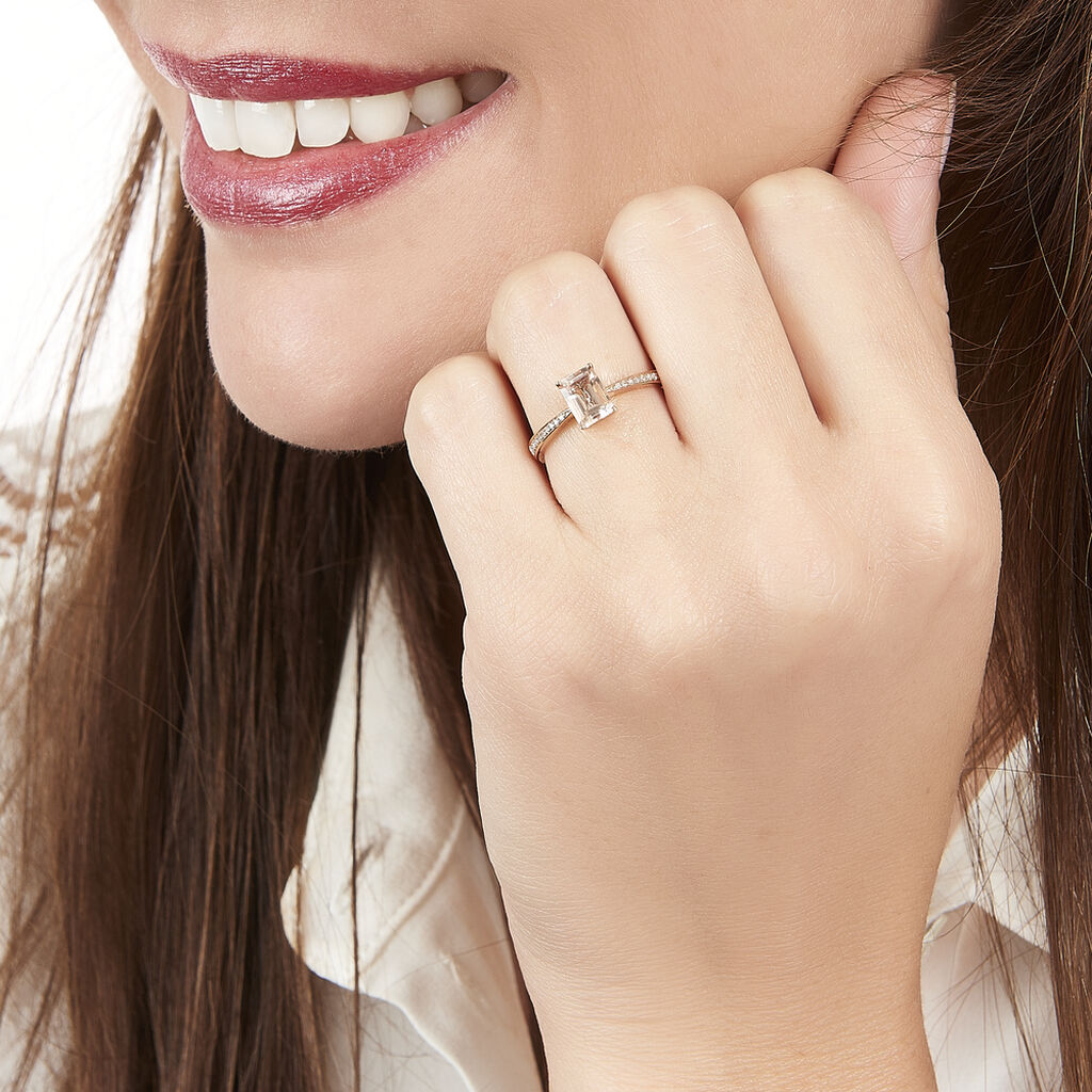 Bague Solitaire Cilly Or Rose Morganite Et Diamant - Spannringe Damen | OROVIVO