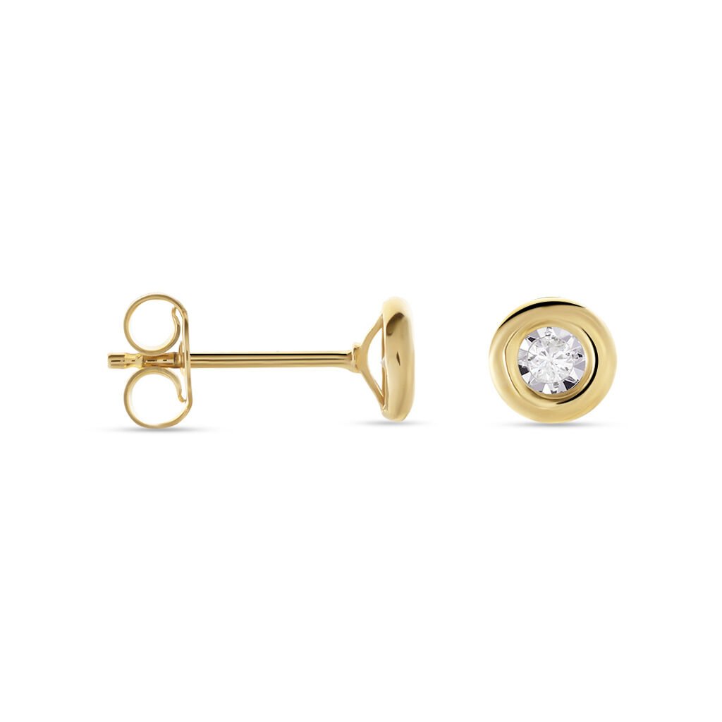 Damen Ohrstecker Gold 375 Diamant 0,05ct Perpignan 5,00mm  - Ohrstecker Damen | OROVIVO