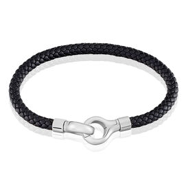 Herren Lederarmband Edelstahl Schwarz - Lederarmbänder Herren | OROVIVO