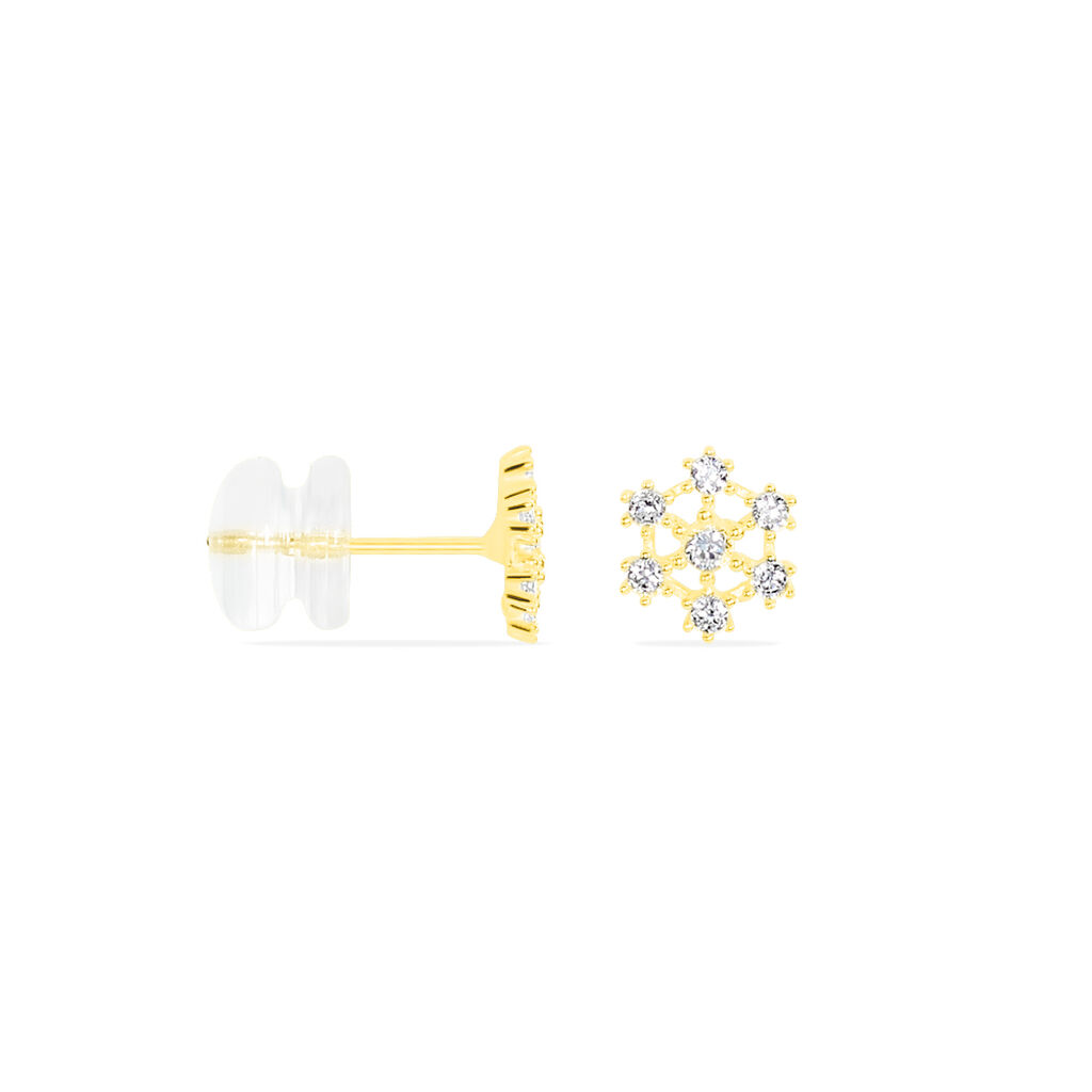 EILEEN FLOCKE Damen Ohrstecker Gold 375 (9 Karat) Zirkonia Wei&szlig; 1,55 ct Schneeflocke