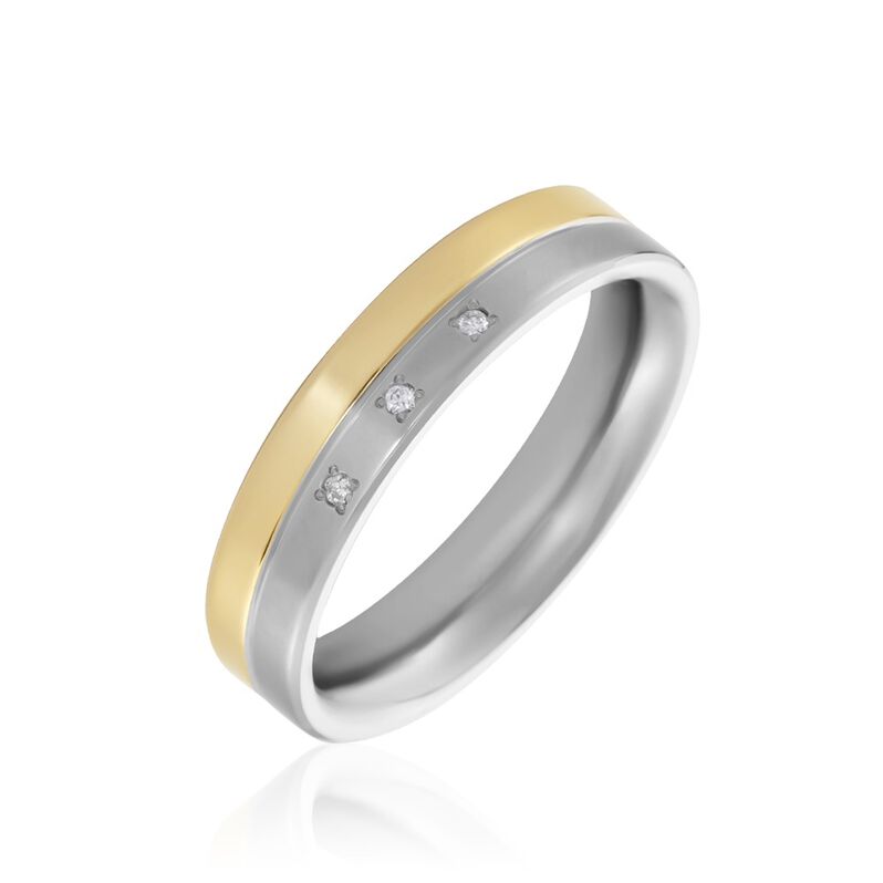 BOCCIA Damenring Titan Bicolor Diamanten 0,015ct 0129-0448 - Ringe mit Stein Damen | OROVIVO