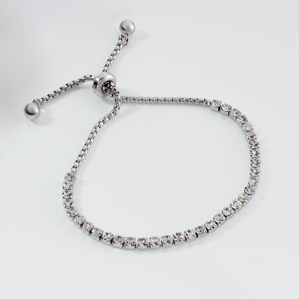 TUULI Damen Armband Edelstahl Kristall Wei&szlig; B 2 mm