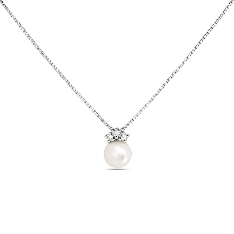 Collana Gabrielle Precious Oro Bianco Perla D'Acqua Dolce Diamante - Spannringe Damen | OROVIVO