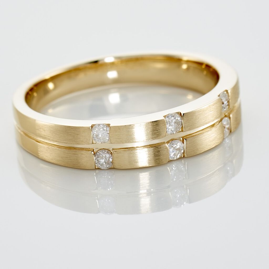 AMBRE Damen Ring Gold 375 (9 Karat) Diamant Wei&szlig; 0,2 ct B 4,6 mm